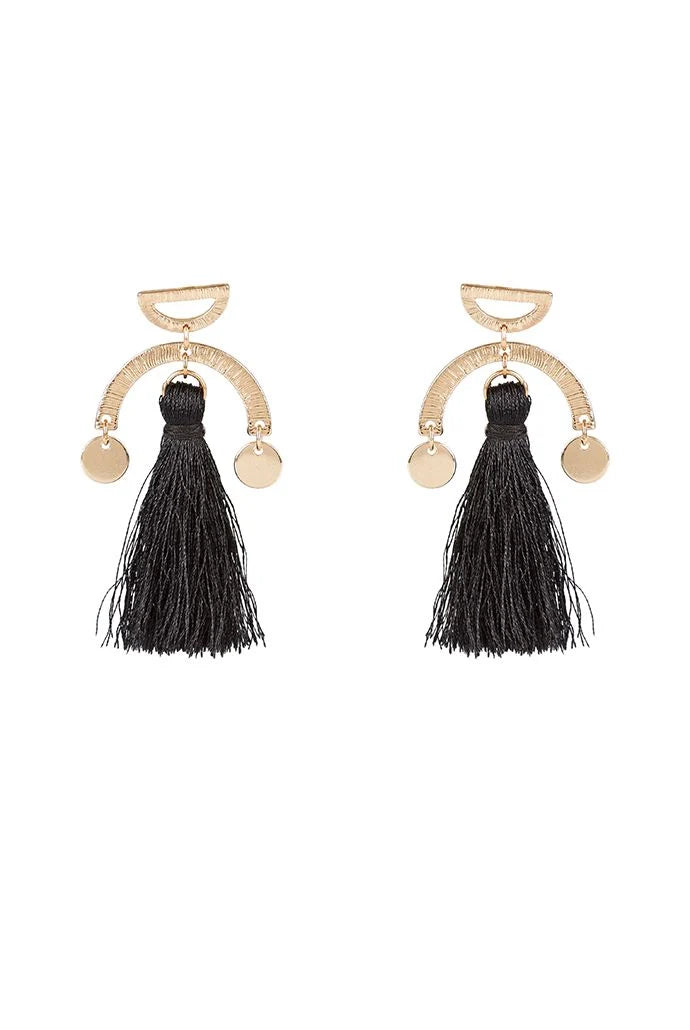 Millie Tassel And Brushed Gold Drop Earrings