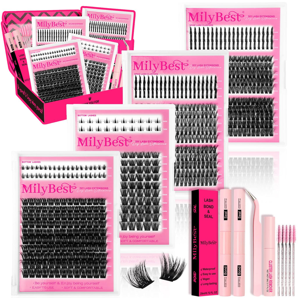MilyBest Lash Clusters Kit 864pcs – D-Curl Lashes, 4 Styles, DIY Extensions