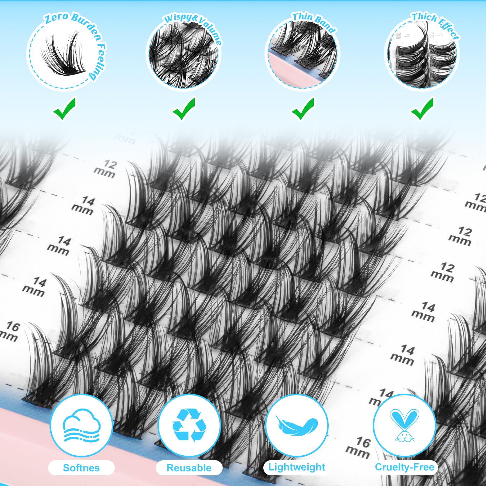 MilyBest Lash Clusters Kit – Wispy DIY Lash Extensions, 180pcs CC Curl, 10-16mm