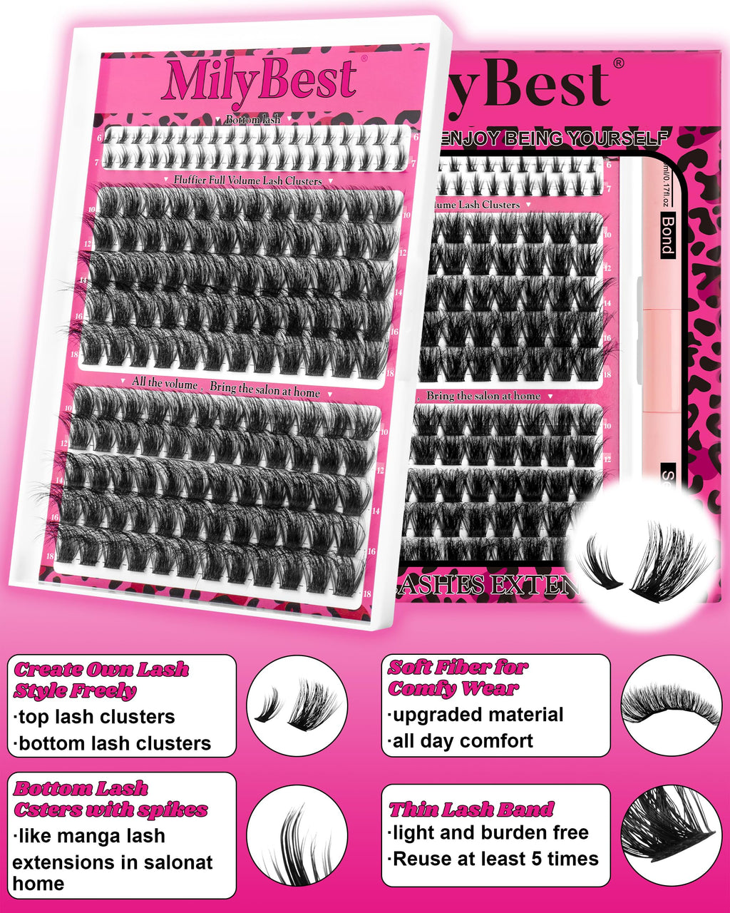 MilyBest Fable Lash Clusters Kit - DIY Volume Lashes 10-18mm