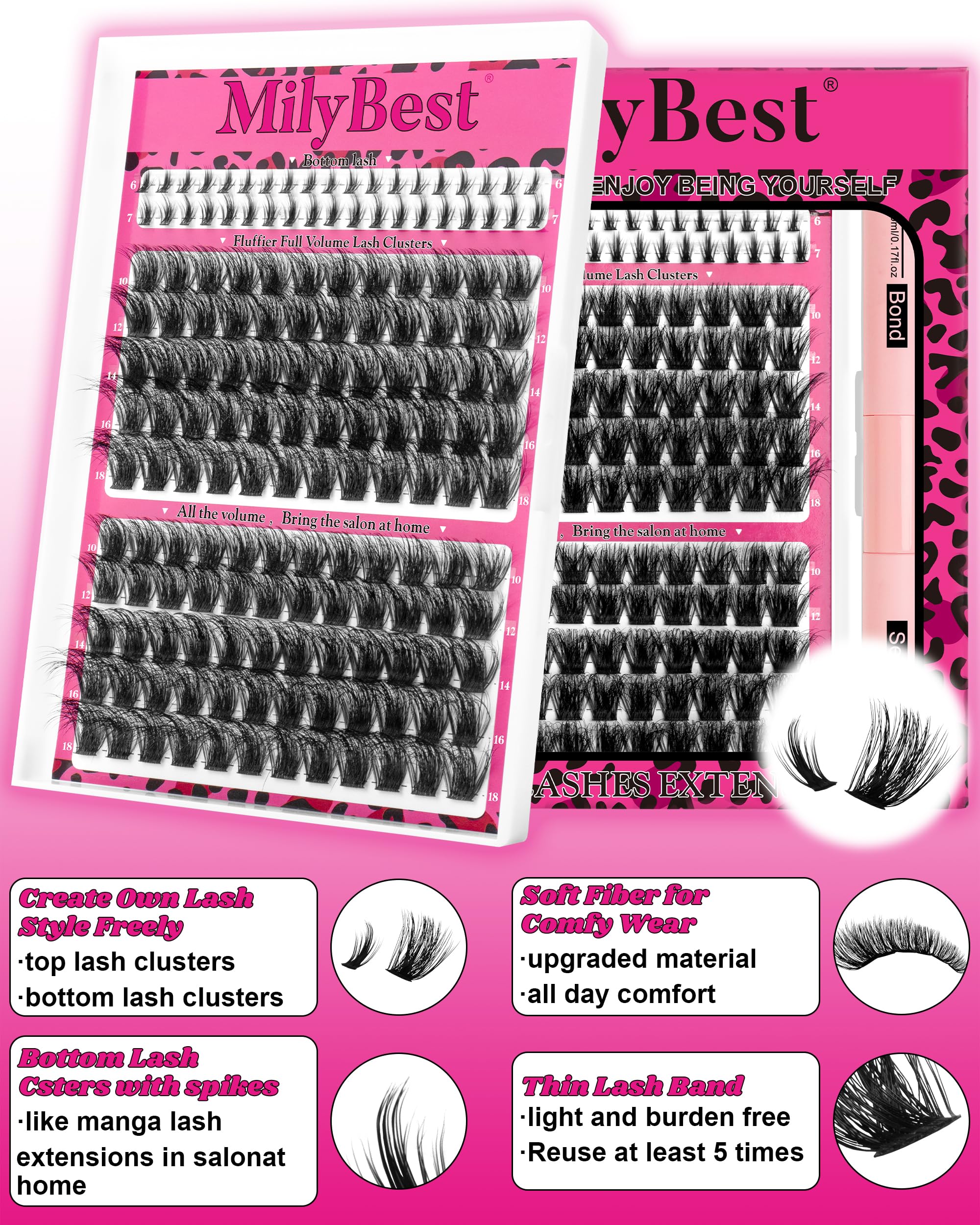 MilyBest Fable Lash Clusters Kit - DIY Volume Lashes 10-18mm