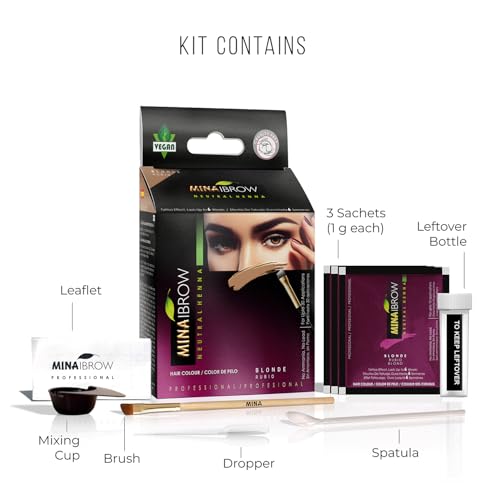 MINA iBrow Henna Hair Color Kit – Ammonia-Free, Gray Coverage, Lasts 6 Weeks | Vegan & Cruelty-Free | Blonde