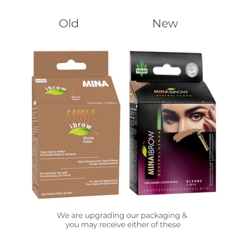 MINA iBrow Henna Hair Color Kit – Ammonia-Free, Gray Coverage, Lasts 6 Weeks | Vegan & Cruelty-Free | Blonde