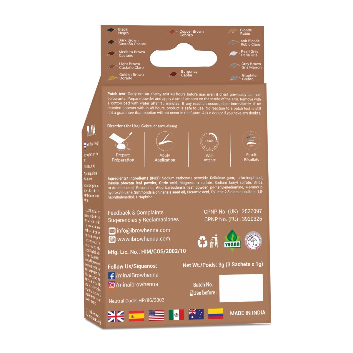 MINA iBrow Henna Hair Color Kit – Ammonia-Free, Gray Coverage, Lasts 6 Weeks | Vegan & Cruelty-Free | Blonde