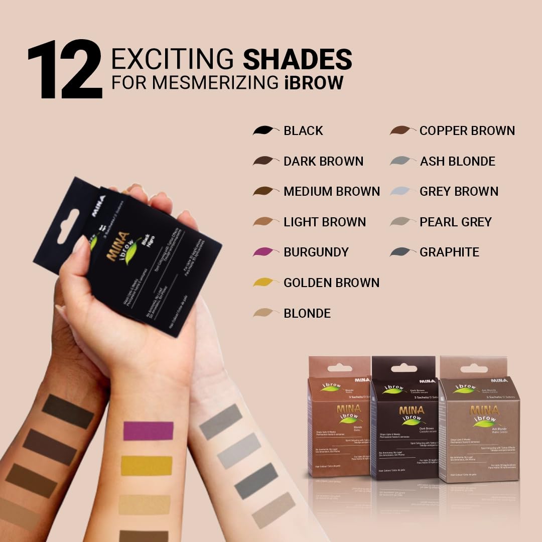 MINA iBrow Henna Hair Color Kit – Ammonia-Free, Gray Coverage, Lasts 6 Weeks | Vegan & Cruelty-Free | Blonde