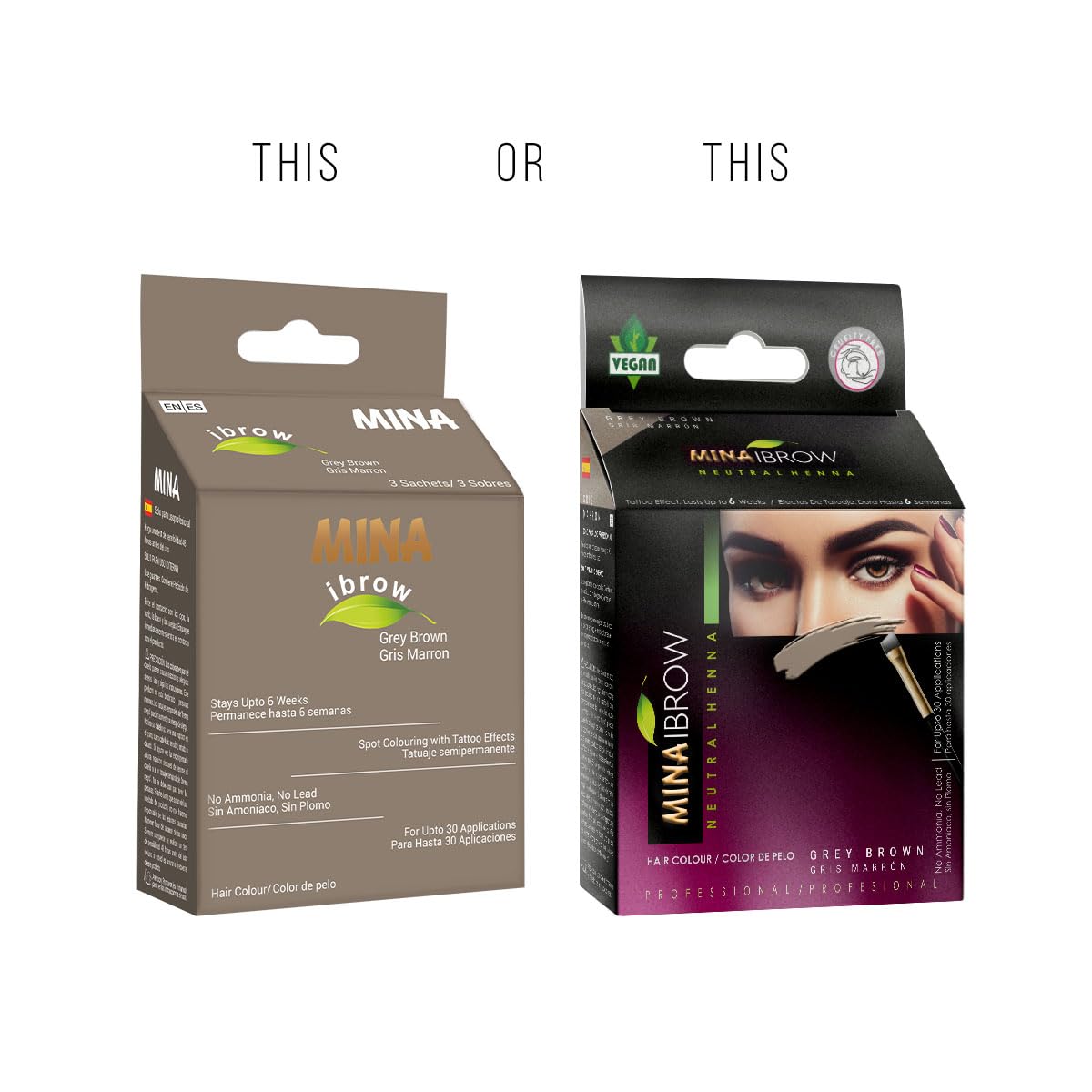 MinaiBrow Mina ibrow Hair Color Gray Brown – Long-Lasting Natural Tint, Vegan & Cruelty-Free
