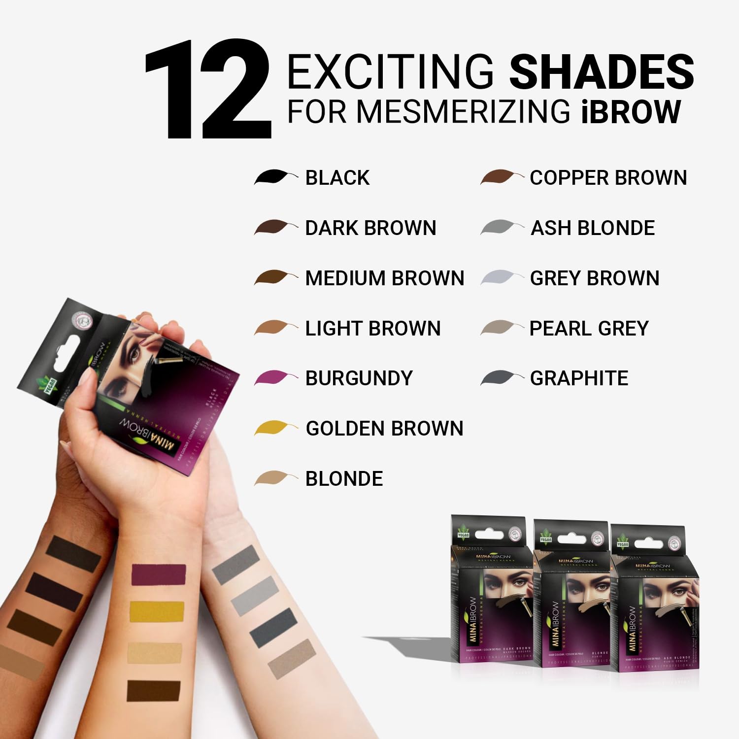 MinaiBrow Mina ibrow Hair Color Gray Brown – Long-Lasting Natural Tint, Vegan & Cruelty-Free