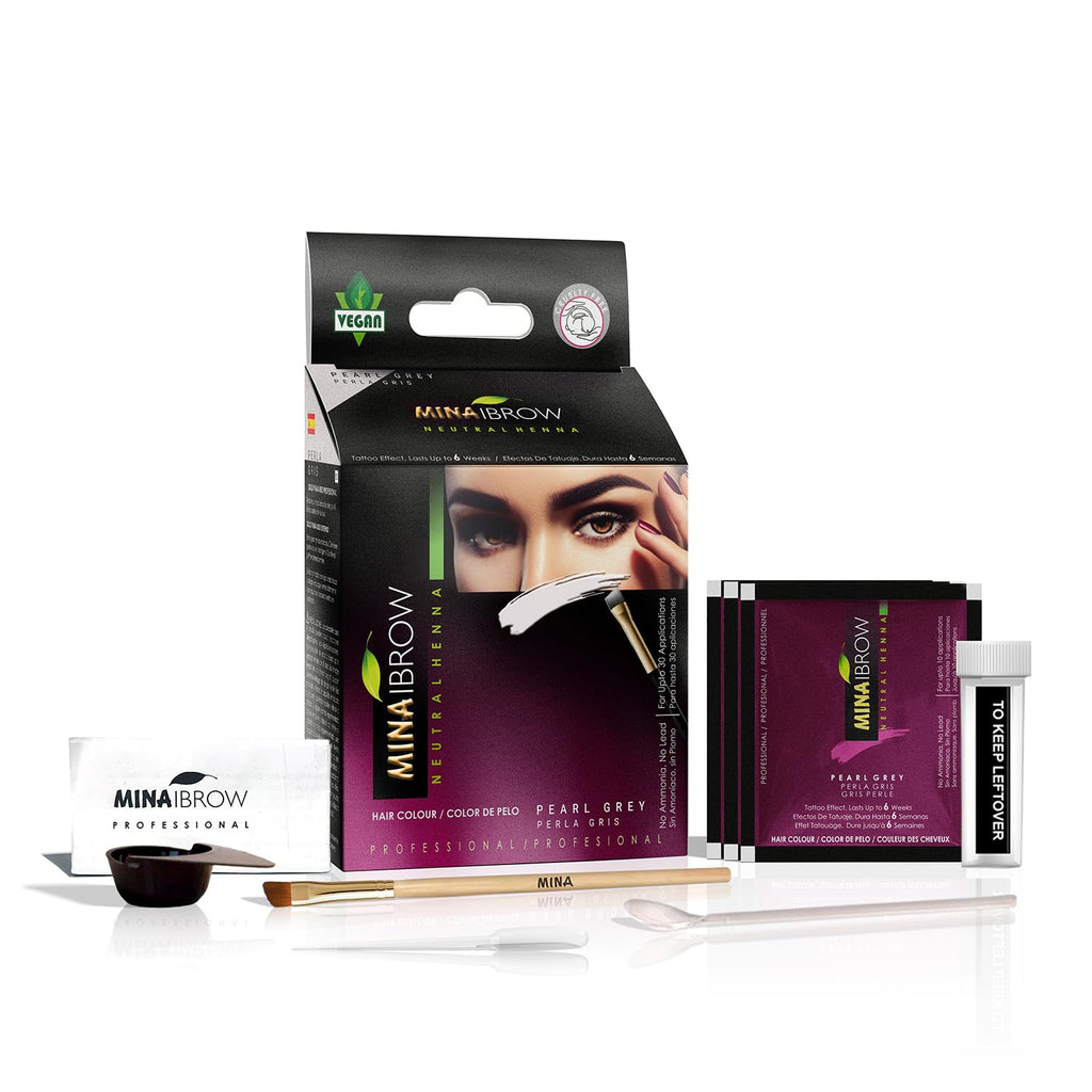 MinaiBrow Mina iBrow Henna Pearl Gray – Regular Pack Coloring Tint Kit (Up to 6 Weeks)