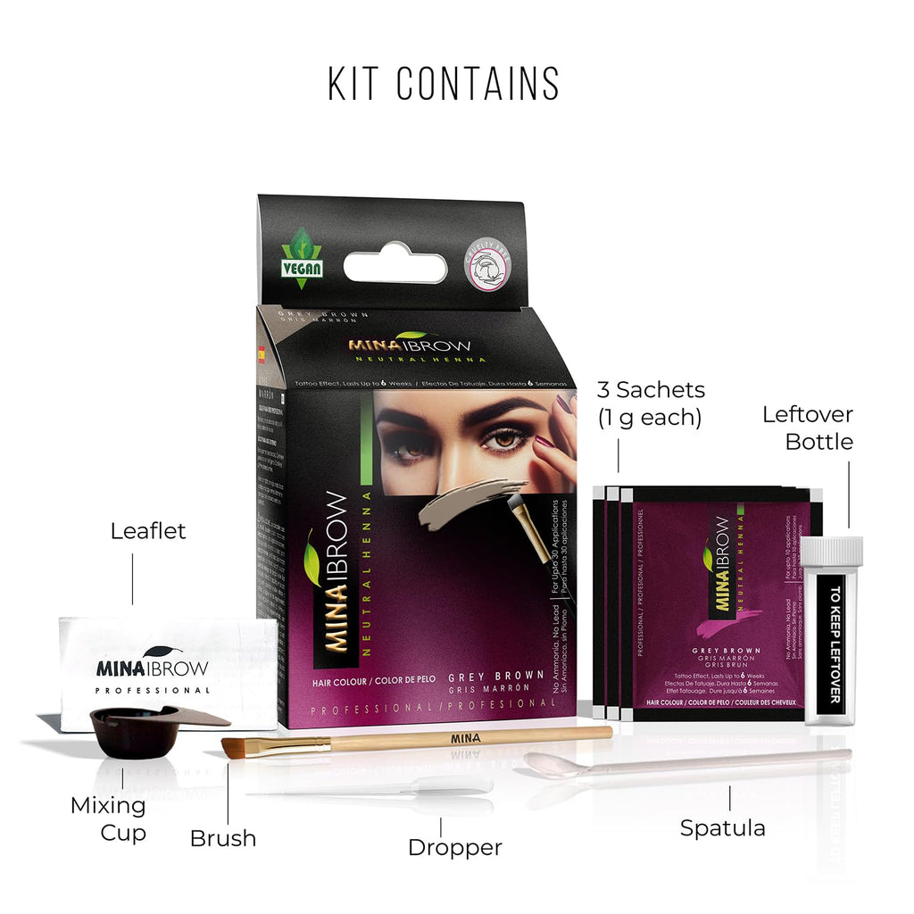 MinaiBrow Mina ibrow Hair Color Gray Brown – Long-Lasting Natural Tint, Vegan & Cruelty-Free