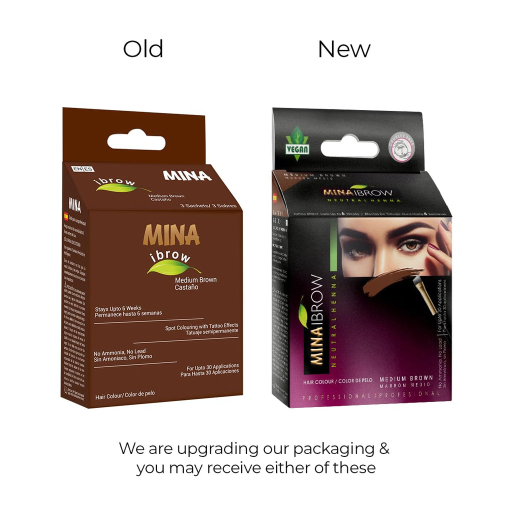 MinaiBrow Instant Hair Dye Kit Medium Brow – Natural Cassia Tint, 100% Grey Coverage Up To 30 Applications
