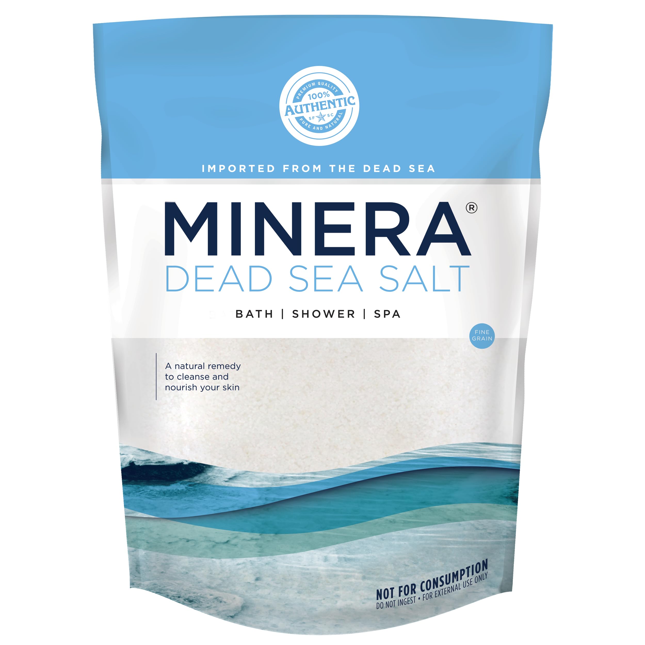 Minera Fine Grain Dead Sea Salt – 15 lb Bulk Bath Salt, Unscented & Pure
