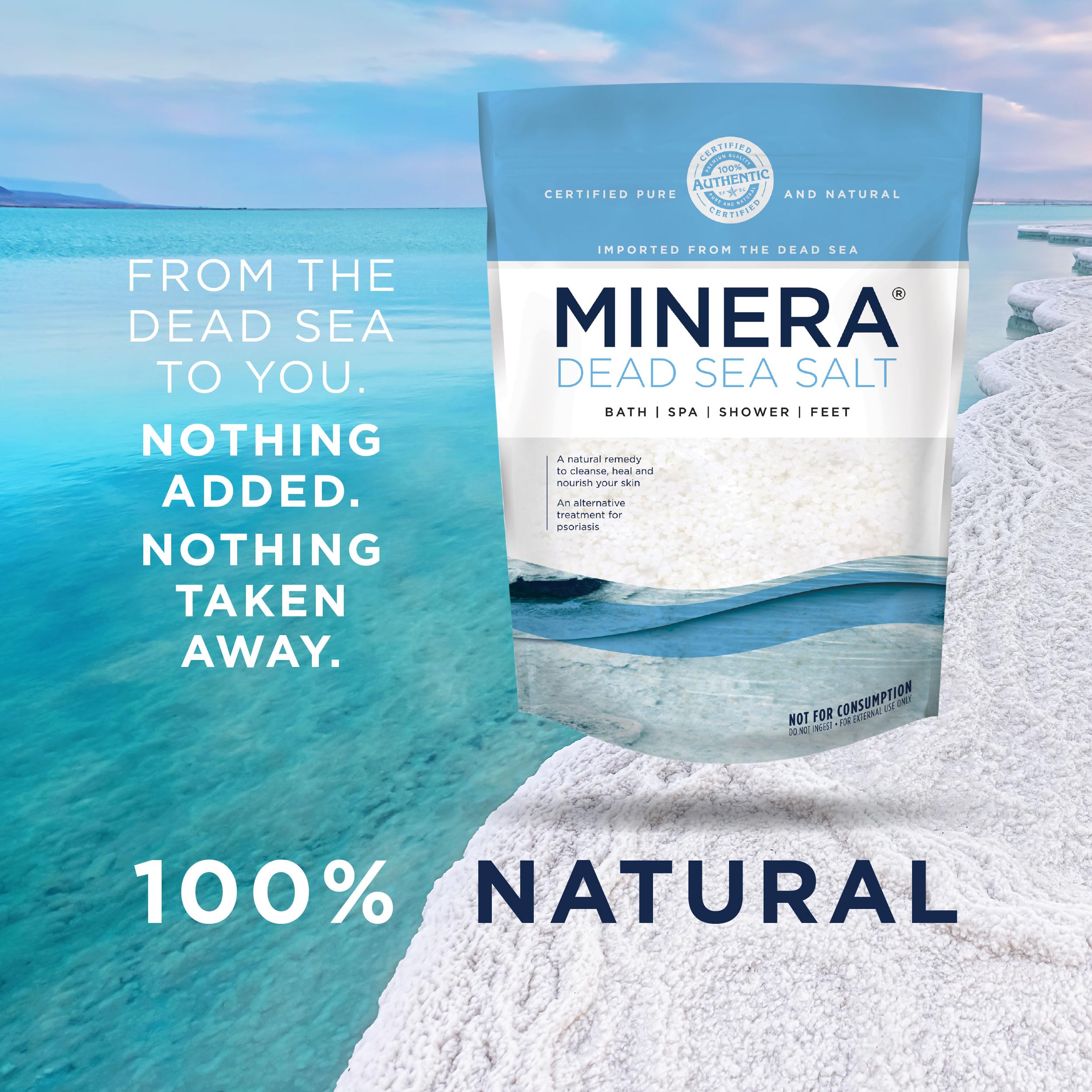 Minera Fine Grain Dead Sea Salt – 15 lb Bulk Bath Salt, Unscented & Pure