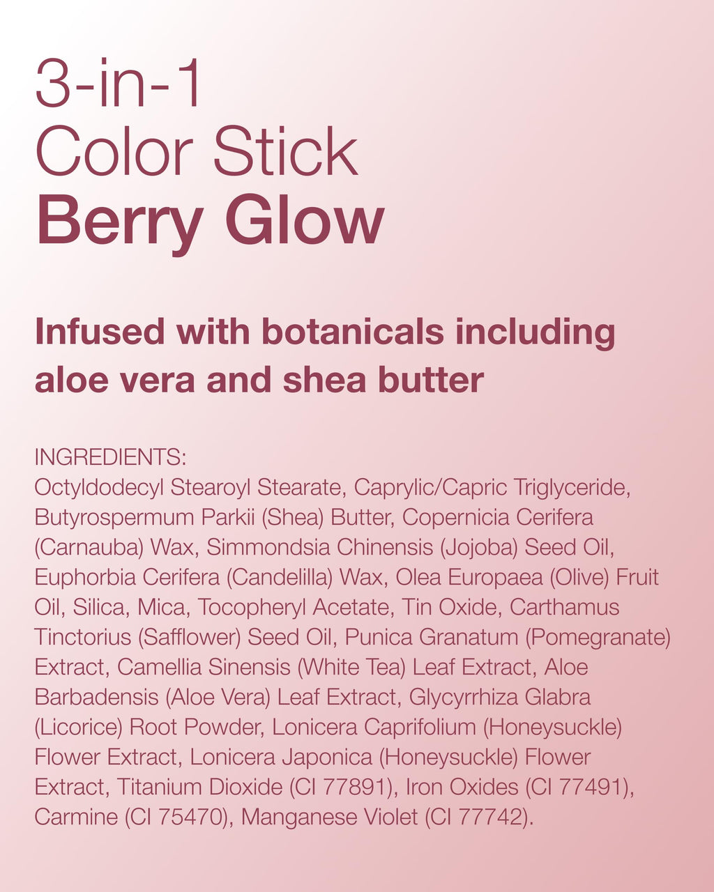 Mineral Fusion 3-in-1 Color Stick – Hydrating Tinted Blush for Cheeks, Lips & Eyes | Berry Glow