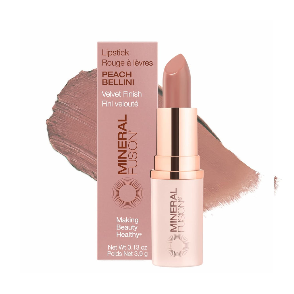 Mineral Fusion Long-Lasting Lipstick – Peach Bellini | Vivid, Smudge-Free Color with Avocado Oil