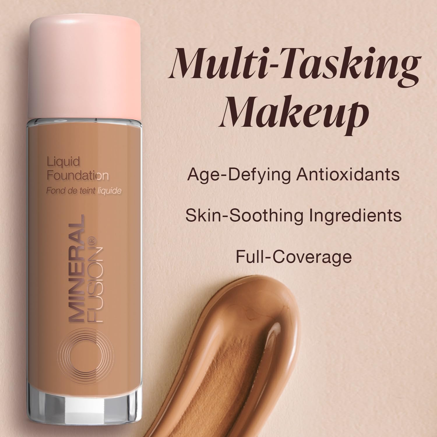 Mineral Fusion Liquid Foundation Warm 5 Tan – Lightweight Matte, 12-Hour Hydration, Vegan