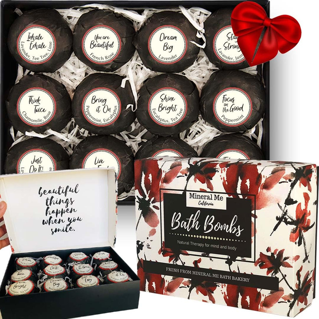 Mineral Me California Bath Bombs for Women – 12 Natural & Organic with Essential Oils & Shea Butter