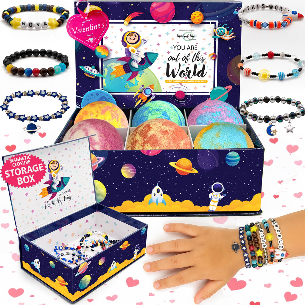 Mineral Me California Galaxy Bath Bombs for Kids — Surprise Jewelry & Reusable Keepsake Box