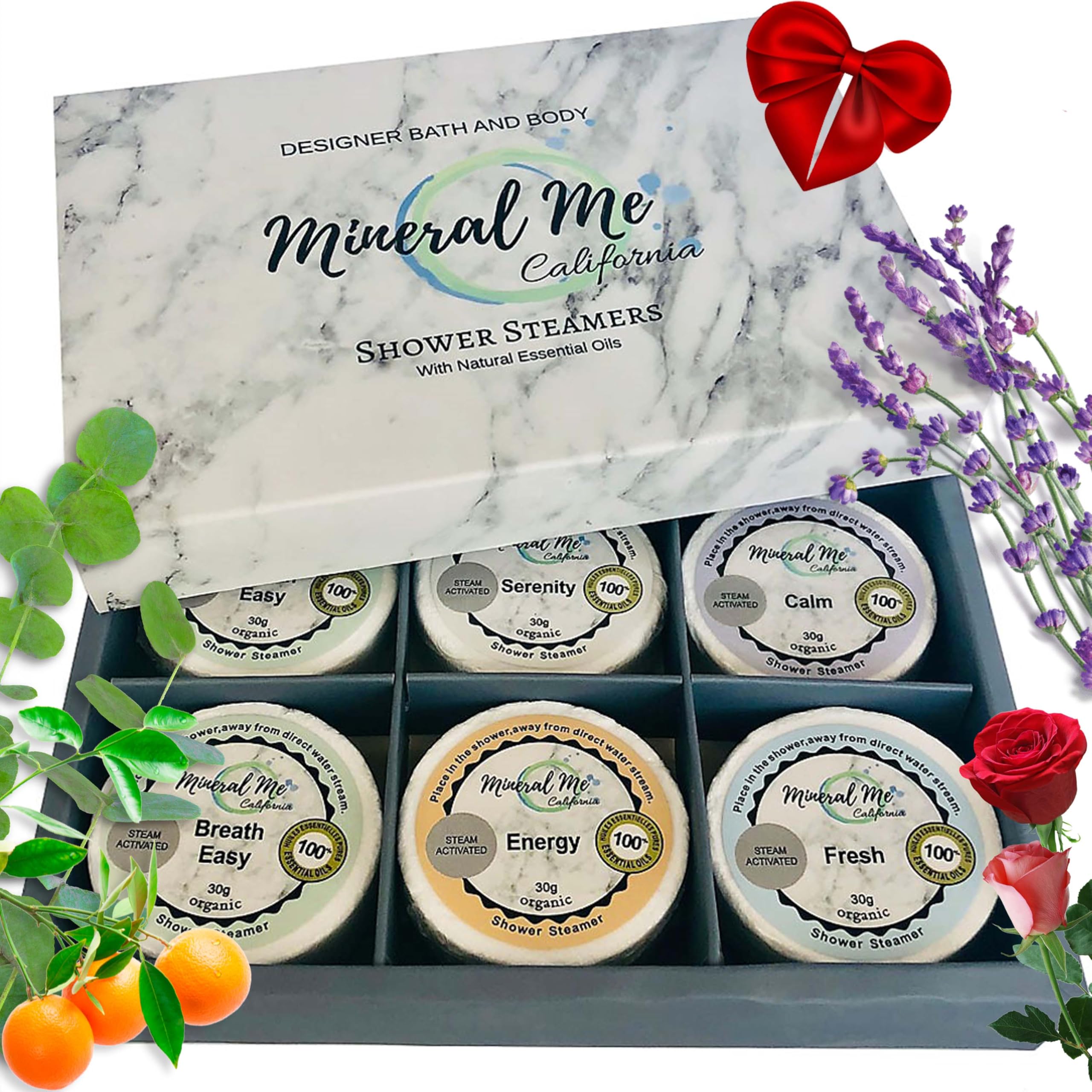 Mineral Me California Shower Steamers Aromatherapy – Organic Natural Shower Bombs for Home Spa