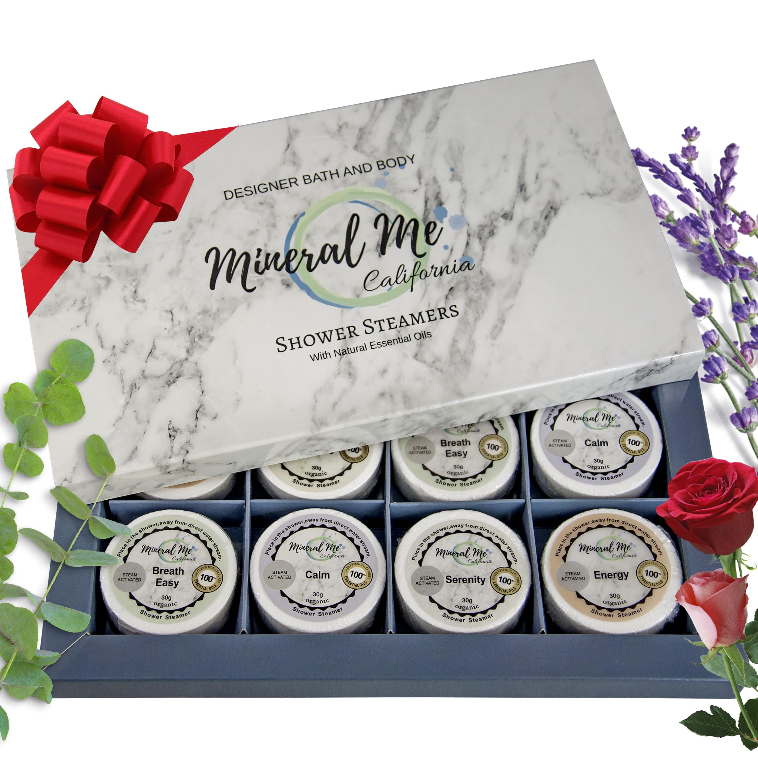 Mineral Me California Shower Steamers Aromatherapy – Organic Essential Oils Shower Bombs