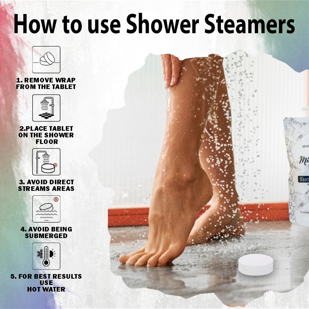 Mineral Me California Shower Steamers Aromatherapy – 12pc Vapor Tablets with Organic Essential Oils