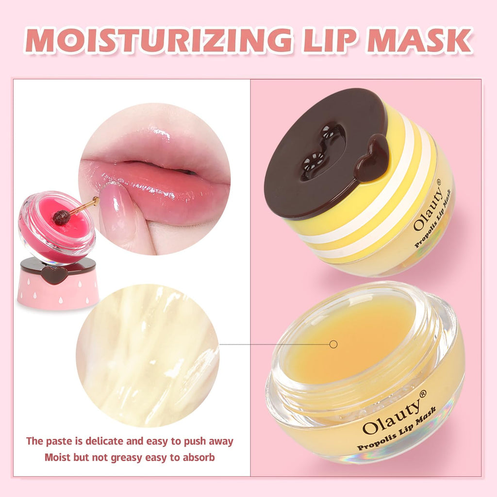 Miniling 4-Pack Bee Lip Balm Honey Pot – Hydrating Lip Mask & Exfoliating Lip Scrub