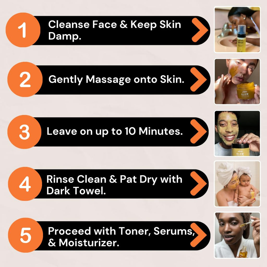 Minimo Glow Turmeric Face Scrub Unscented with Heart Applicator – All Skin Types – 5 fl oz