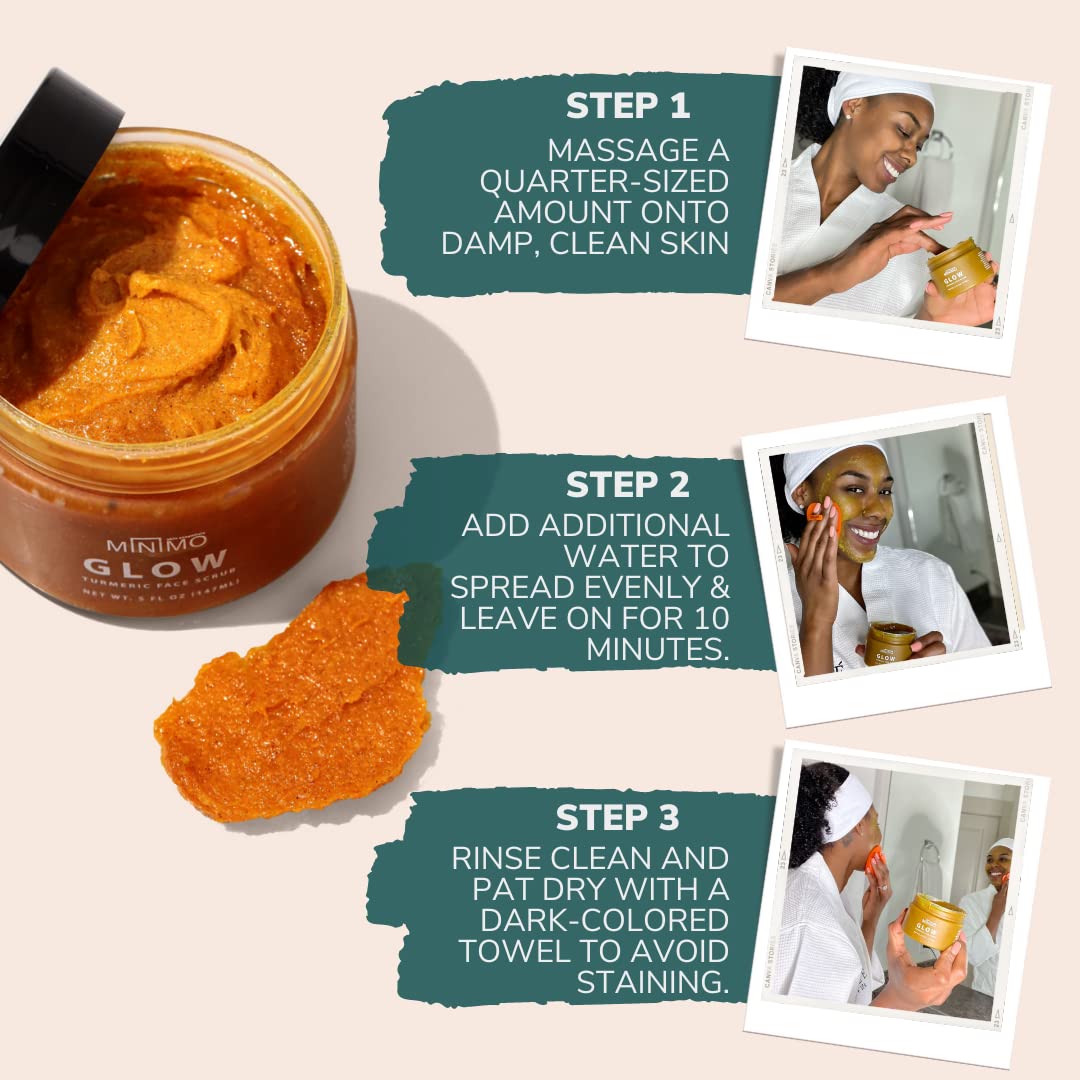 Minimo Glow Citrus Peach Turmeric Face Scrub — 5 oz with Heart Applicator