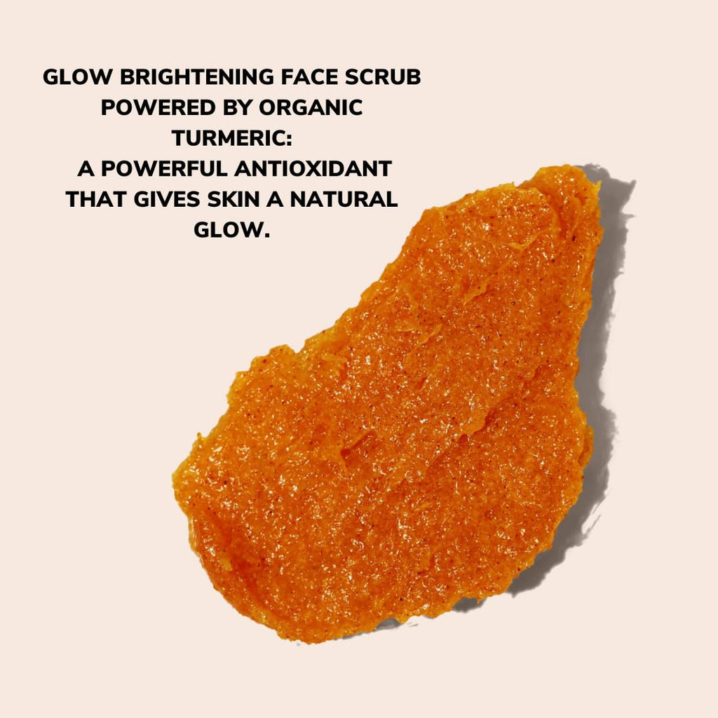 Minimo Glow Citrus Peach Turmeric Face Scrub — 5 oz with Heart Applicator