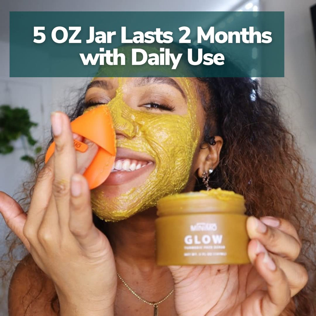 Minimo Glow Citrus Peach Turmeric Face Scrub — 5 oz with Heart Applicator