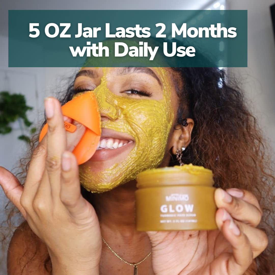 Minimo Glow Citrus Peach Turmeric Face Scrub — 5 oz with Heart Applicator