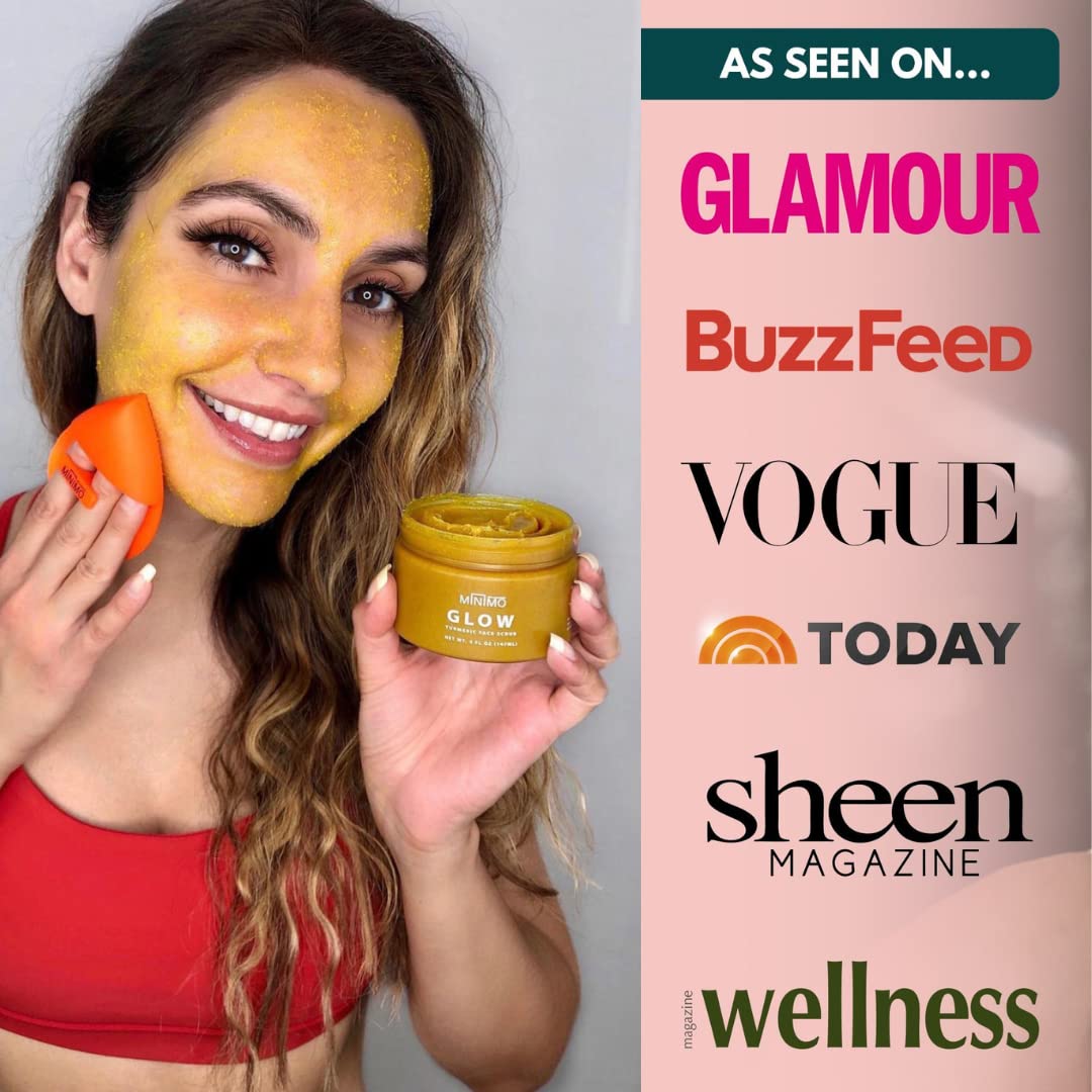 Minimo Glow Citrus Peach Turmeric Face Scrub — 5 oz with Heart Applicator
