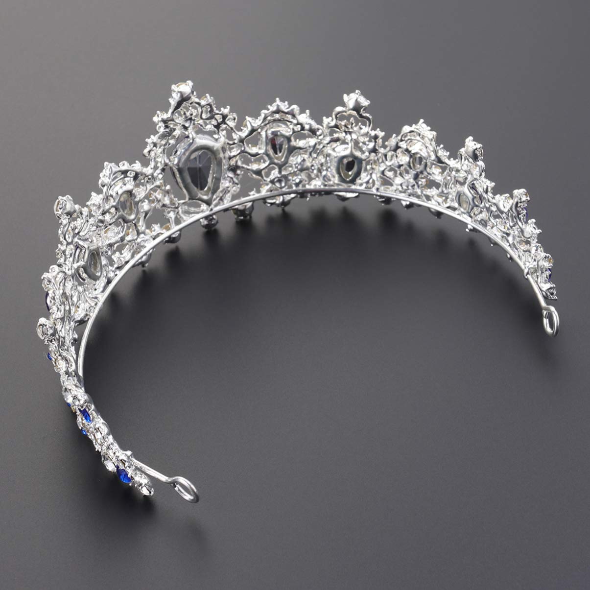 Minkissy Royal Blue Wedding Tiara – Crystal Rhinestone Bridal Crown