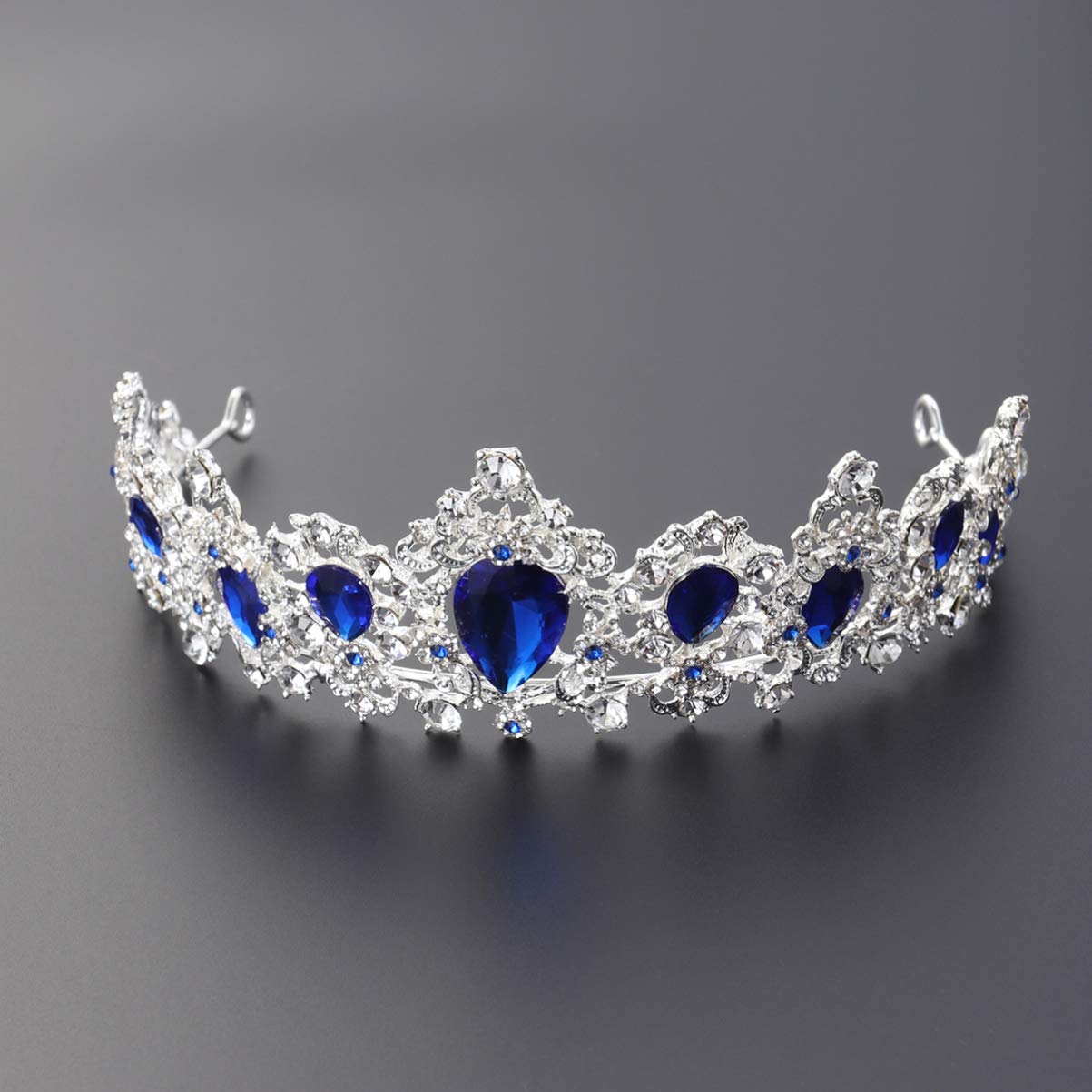 Minkissy Royal Blue Wedding Tiara – Crystal Rhinestone Bridal Crown