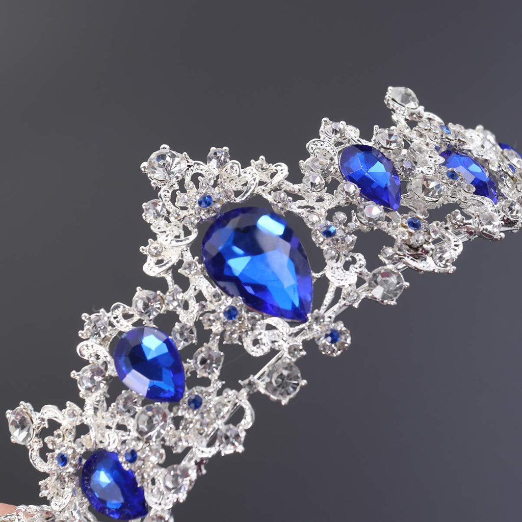 Minkissy Royal Blue Wedding Tiara – Crystal Rhinestone Bridal Crown