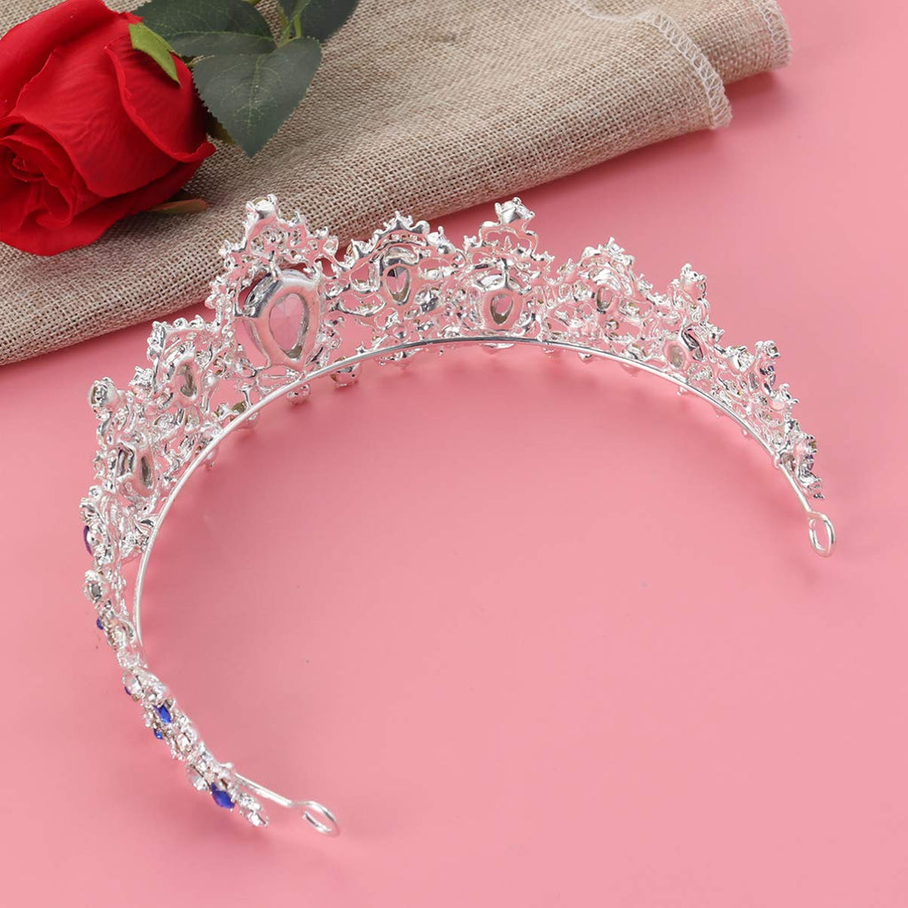Minkissy Royal Blue Wedding Tiara – Crystal Rhinestone Bridal Crown