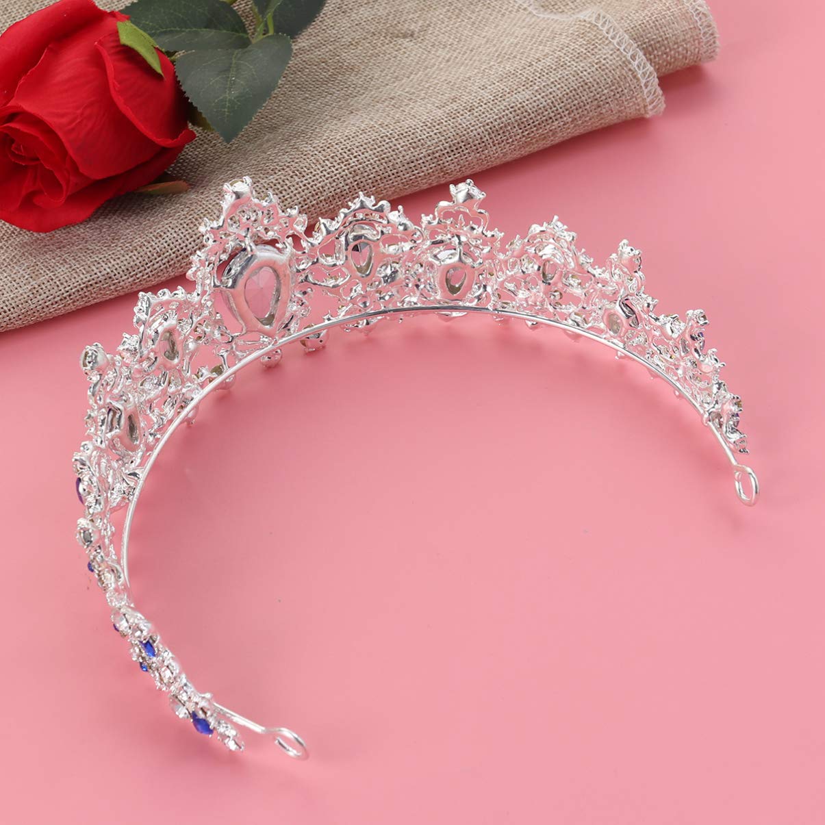 Minkissy Royal Blue Wedding Tiara – Crystal Rhinestone Bridal Crown