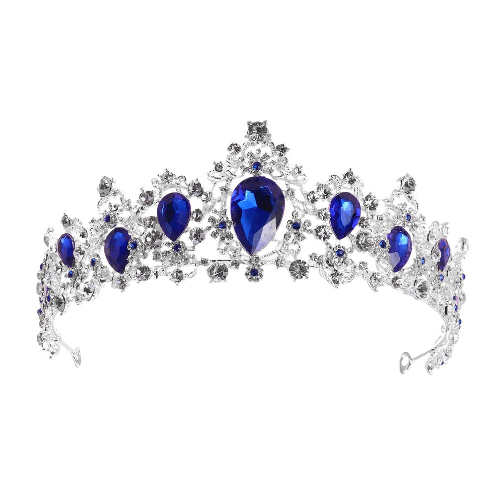 Minkissy Royal Blue Wedding Tiara – Crystal Rhinestone Bridal Crown