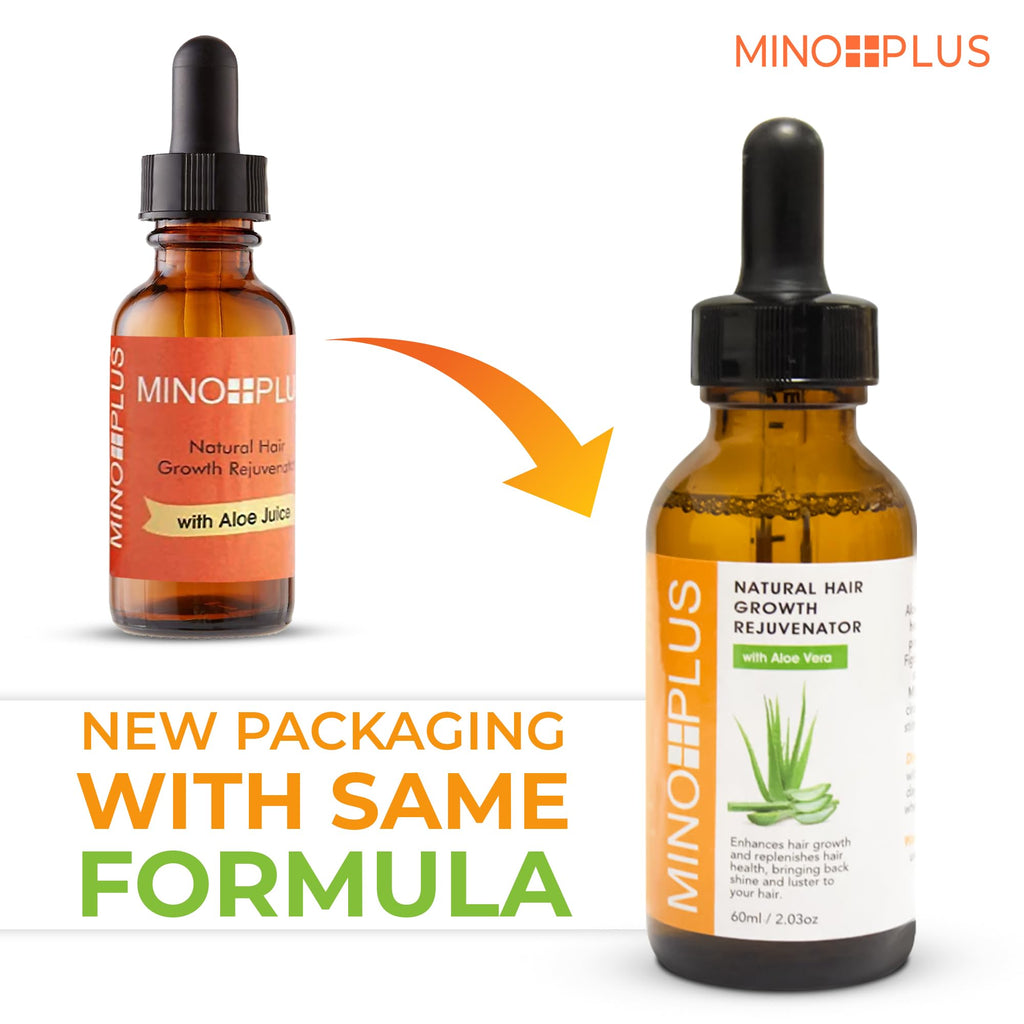 MINO PLUS Natural Hair Growth Serum – 60ml x2 | Aloe Vera, Vitamins A–E for Stronger, Fuller Hair