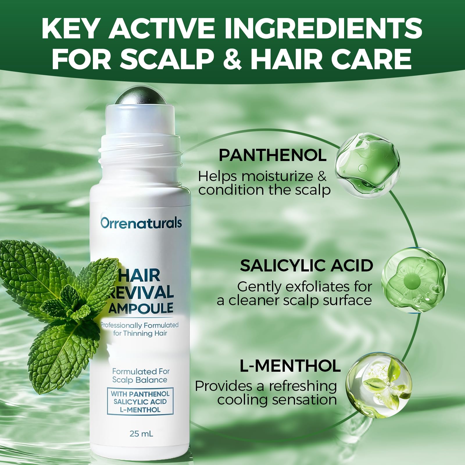 Minyang Orrenaturals Hair Revival Ampoule — Hair Growth Roll-On for Fuller, Thicker Hair (2 Count)