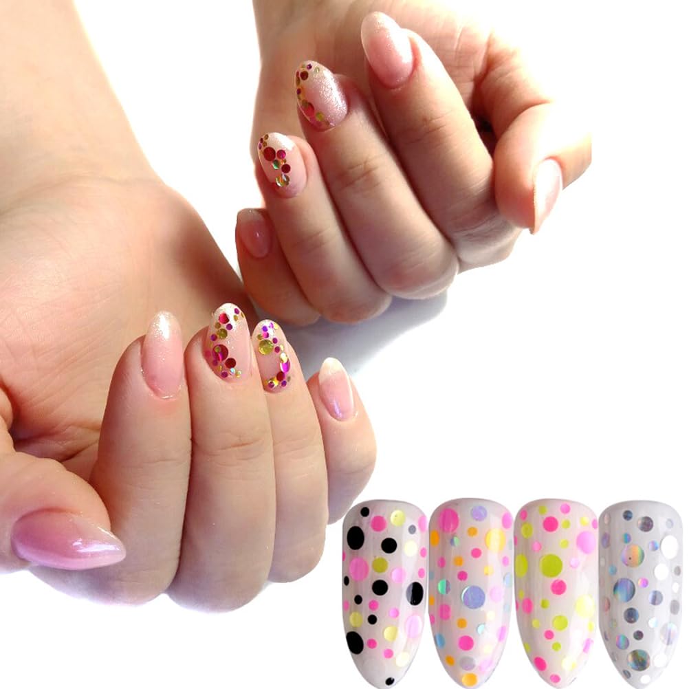 Mipcase 3 Boxes Circle Nail Sequins | Glitter Round Nail Art Stickers