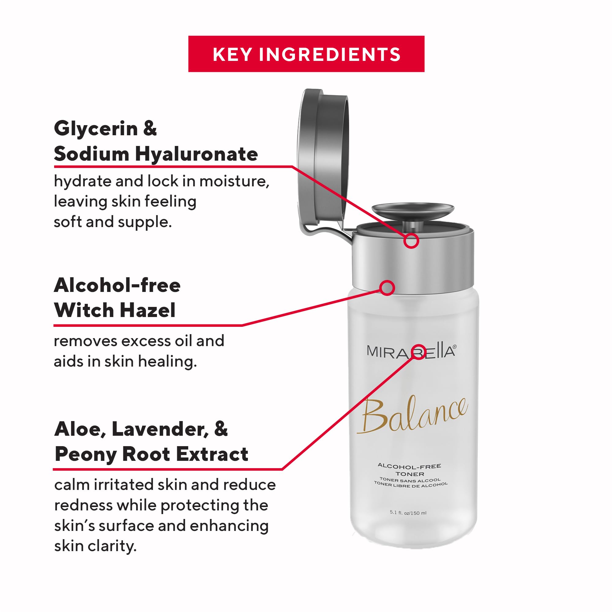 Mirabella Balance Toner for Face – Unscented, Alcohol-Free Hydration for All Skin Types