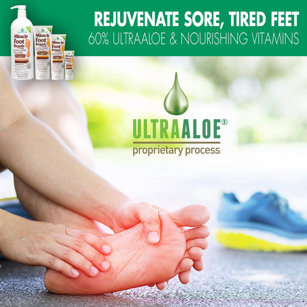 Miracle of Aloe Foot Repair Cream (32 oz) – 60% Ultra Aloe Moisturizes
