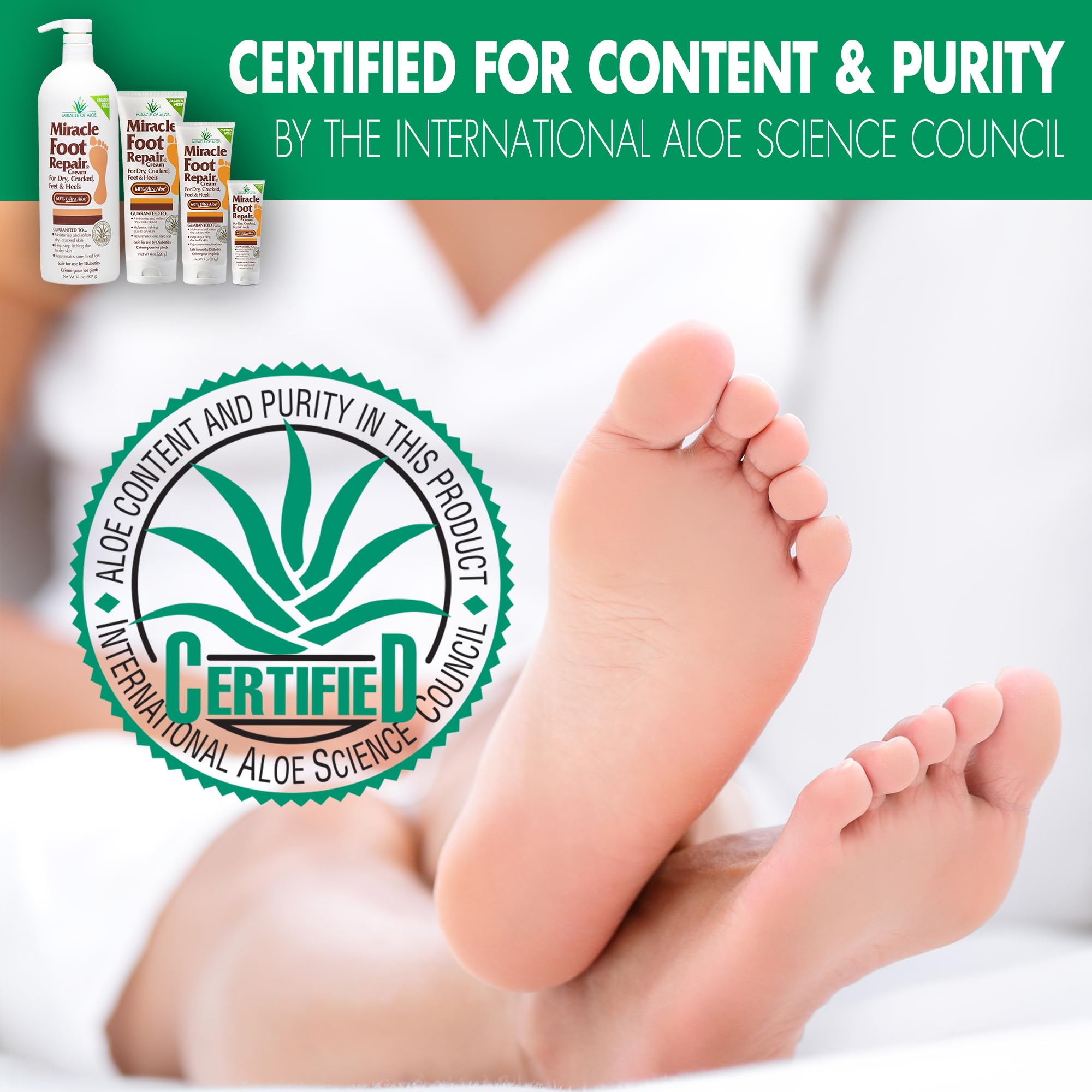 Miracle of Aloe Foot Repair Cream (32 oz) – 60% Ultra Aloe Moisturizes