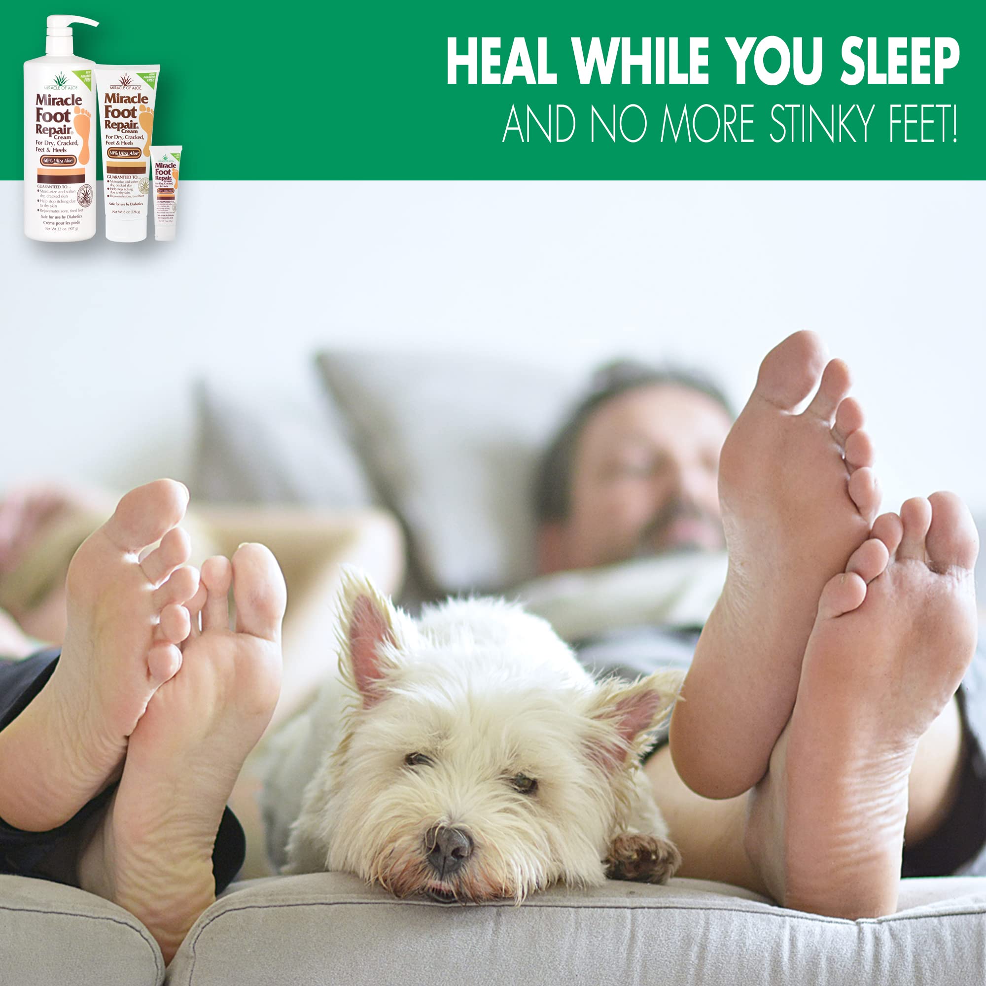 Miracle Foot Repair Cream 8 oz + Miracle Hand Repair 1 oz | UltraAloe Aloe Vera Lotions by Miracle of Aloe