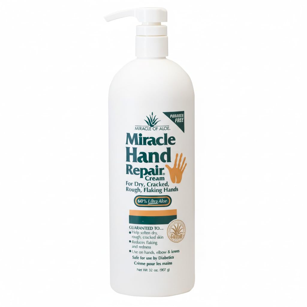Miracle Hand Repair Cream 32 oz – 60% UltraAloe Gel | Non-Greasy, Fast-Absorbing Hand Moisturizer