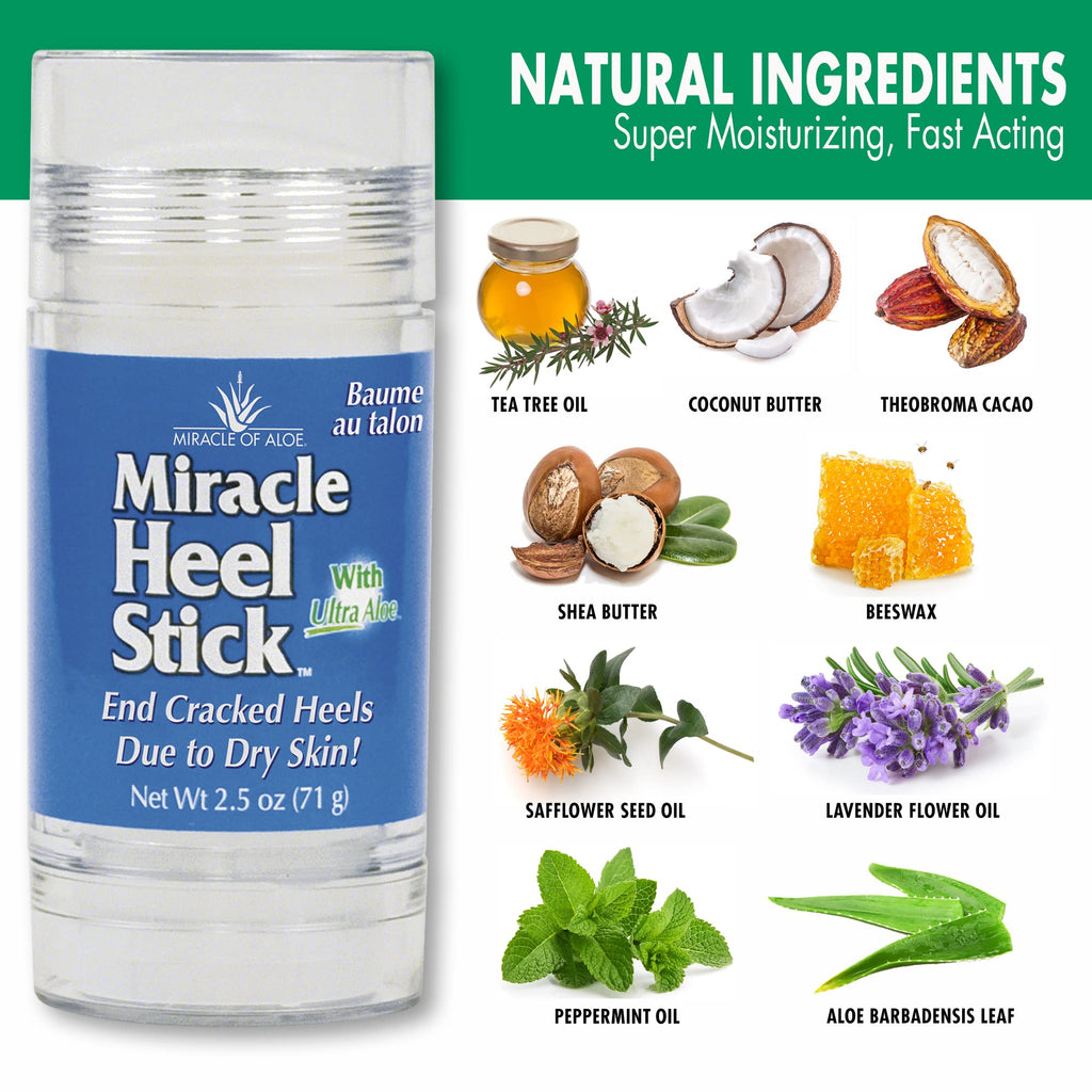 Miracle of Aloe Heel Stick – Dry Cracked Heel Balm (2.5 oz) with Pure Aloe Vera