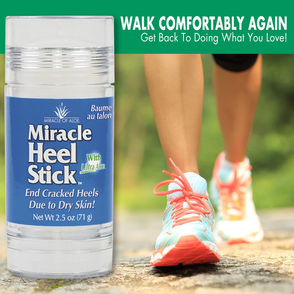 Miracle of Aloe Heel Stick – Dry Cracked Heel Balm (2.5 oz) with Pure Aloe Vera