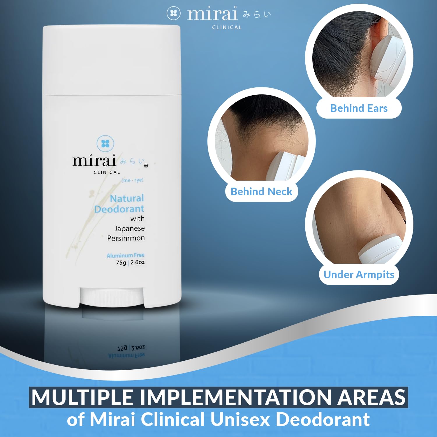 Mirai Clinical All Natural Deodorant – Unscented, Aluminum-Free, Full-Body Use
