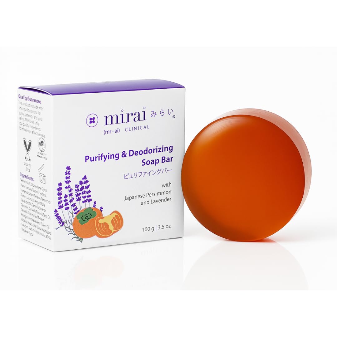 Mirai Persimmon Soap Bar with Lavender - Nonenal Odor Removal & Green Tea