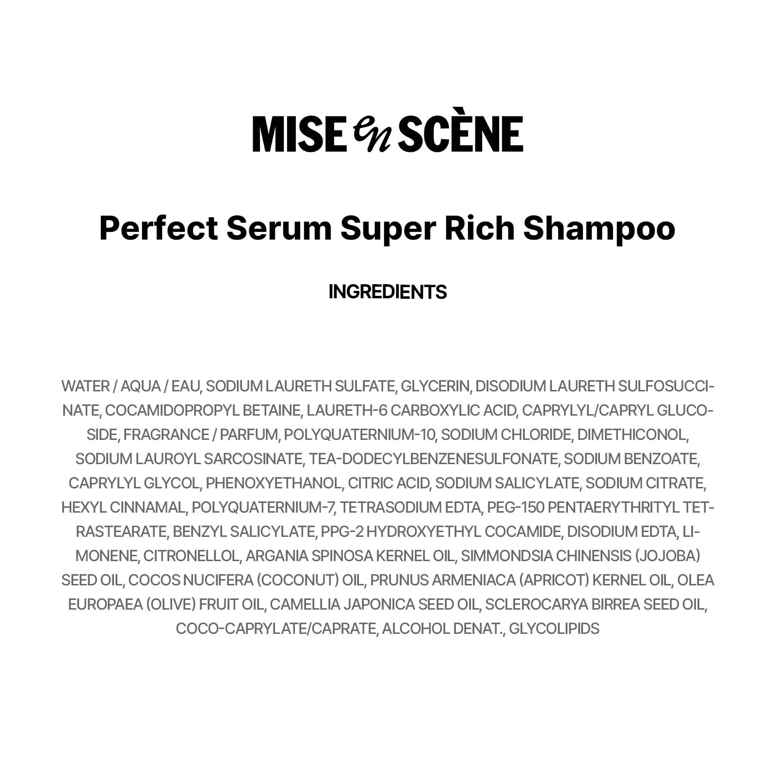 Mise En Scene Perfect Serum Super Rich Shampoo | Korean Hair Care for Severely Damaged Hair – Hydrating & Anti-Frizz